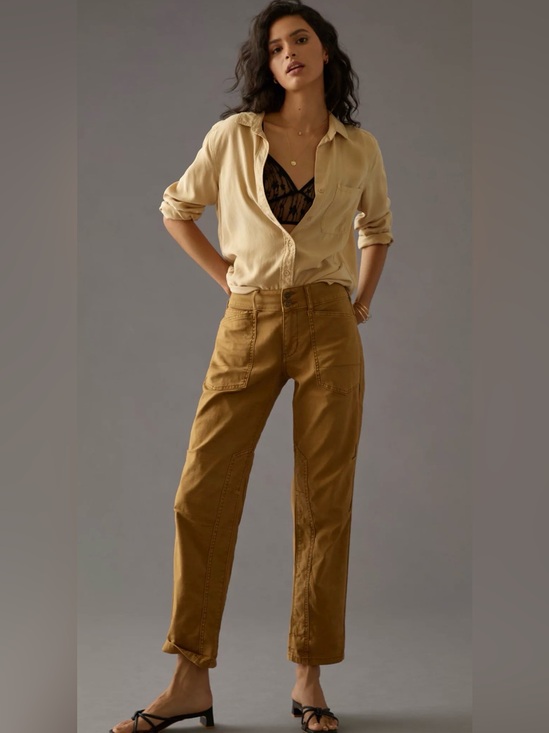 Anthropologie Denim - Anthropologie Pilcro The Wanderer Low Rise Brown Khaki Utility Straight Pants 27